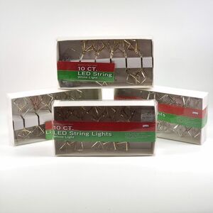 Erins Holiday Home 10 Led String Lights 4 Boxes Gold White 2.95 ft ea All New